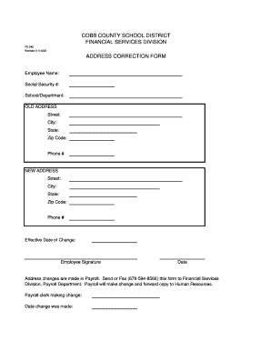 Cobb County Address Correction Form