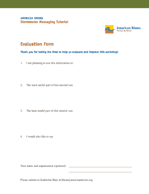 Stormwater Messaging Tutorial Evaluation Form - American Rivers - americanrivers