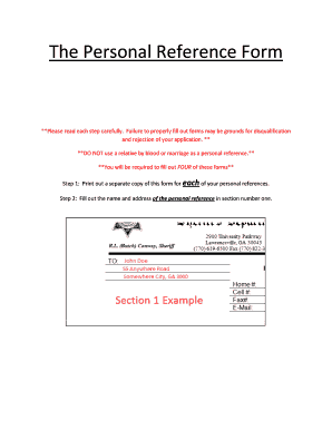 Personal Reference Form
