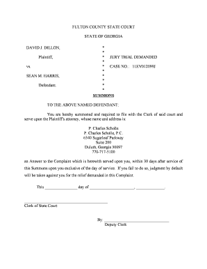 Georgia Summons for Civil Case