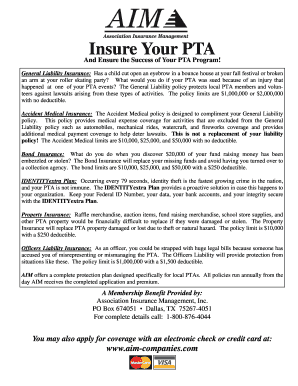 PTA Insurance Application Form