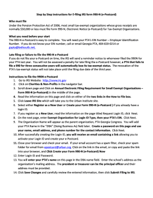 IRS Form 990-N E-Postcard Instructions