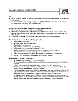 Georgia PTA Form 990 Tip Sheet