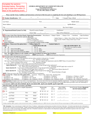 Georgia State Health Benefit Plan Change Form
