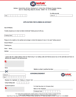 Kotak Securities Account Closure Form