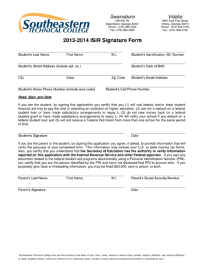 2013-2014 ISIR Signature Form