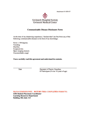 Communicable Disease Disclosure Form