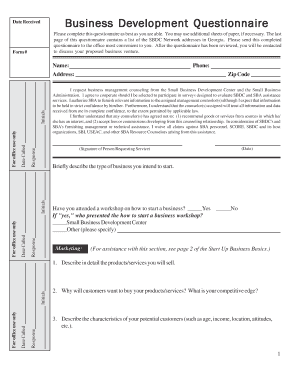 Georgia Business Development Questionnaire