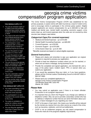 Georgia Crime Victims Compensation Program Application