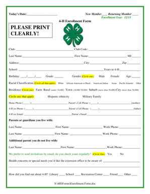 4-H Enrollment Form
