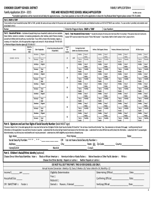 Cherokee County School District Free and Reduced Price School Meals Application