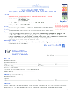 Wholesale Order Form