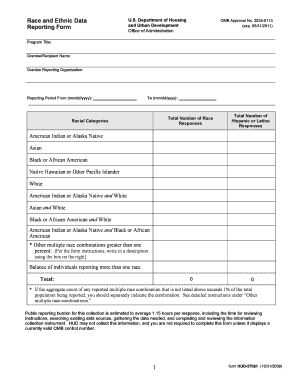 HUD Race and Ethnic Data Reporting Form