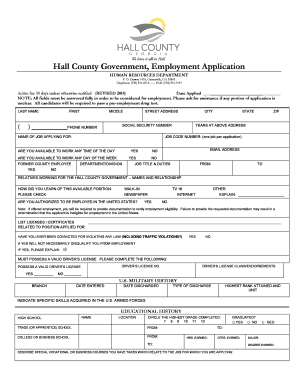 Hall County Government Employment Application