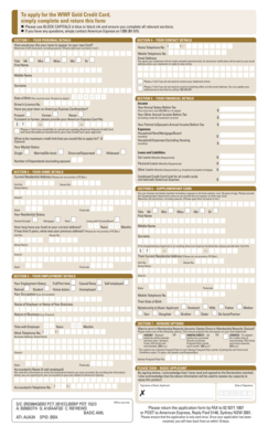 WWF Gold Credit Card Application Form