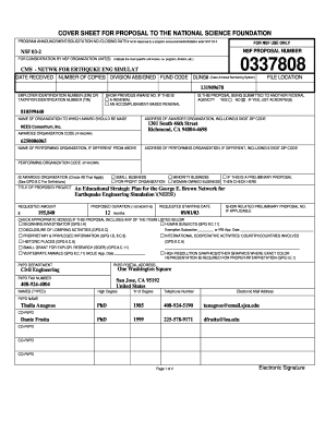 NSF Proposal Cover Sheet