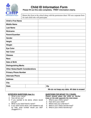 Child ID Information Form