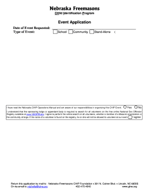 Nebraska Freemasons Child Identification Program Event Application