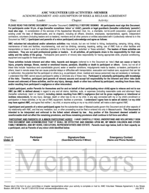 AMC Volunteer Activities Release Agreement