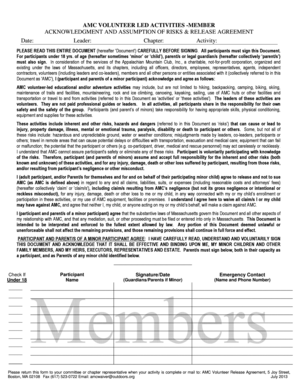 AMC Volunteer Activities Release Agreement