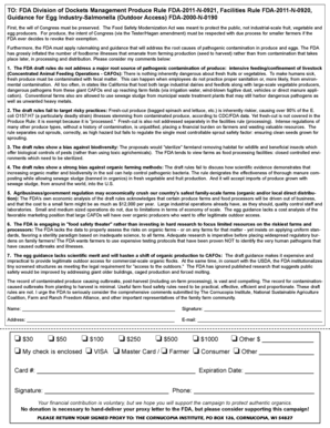 FDA Food Safety Modernization Act Comments Form