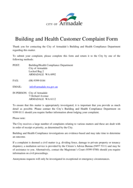 Building and Health Complaint Form