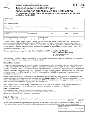New York State DTF-84 Form