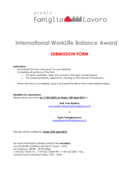 Fillable Online ncfr Submission Form: Work-Life Balance Award 2012 ...