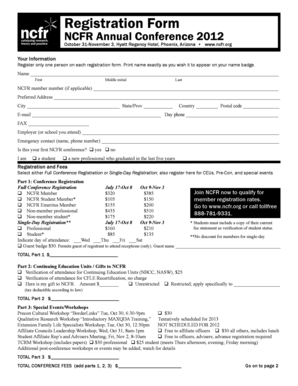 NCFR Annual Conference 2012 Registration Form