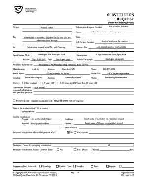 Construction Substitution Request Form