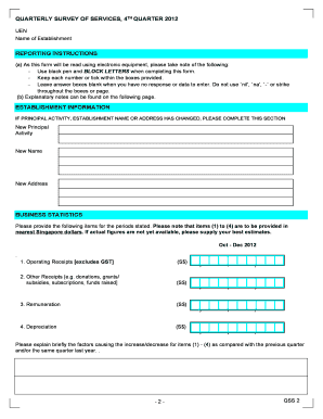 Quarterly Survey of Services Form QSS 2