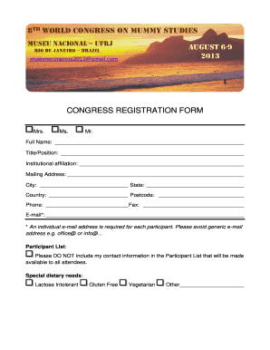 Congress Registration Form