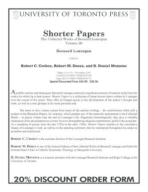 University of Toronto Press Order Form