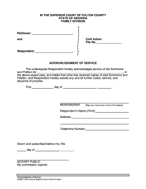 Acknowledgment of Service