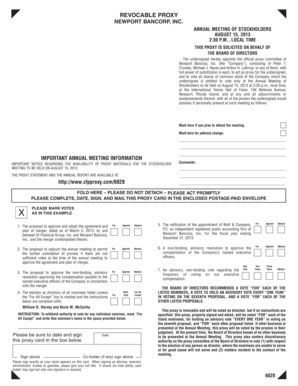 Newport Bancorp Proxy Form