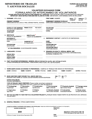 Formulario de Intercambio de Voluntarios