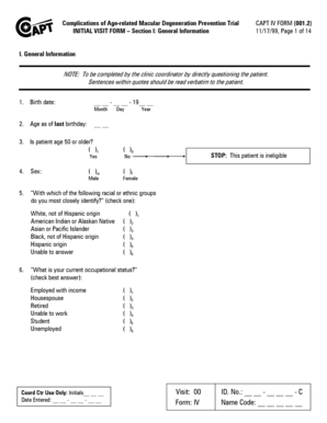 CAPT IV Form Initial Visit