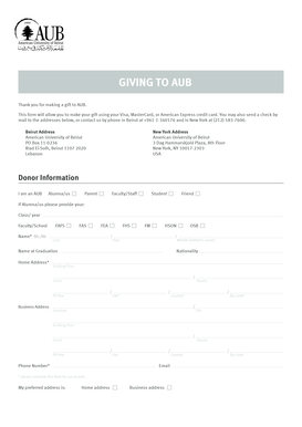 Giving to AUB By Mail.pdf - American University of Beirut - aub edu