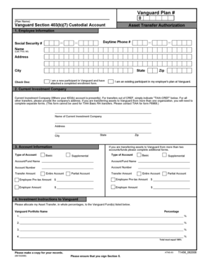 Vanguard 403(b)(7) Asset Transfer Authorization