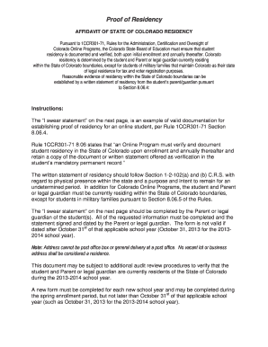 Colorado Residency Affidavit