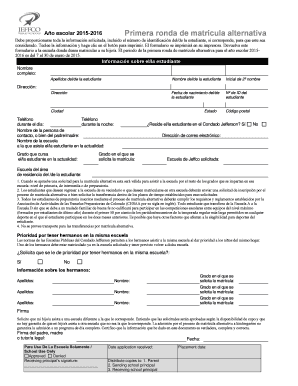 Primera ronda de matrícula alternativa