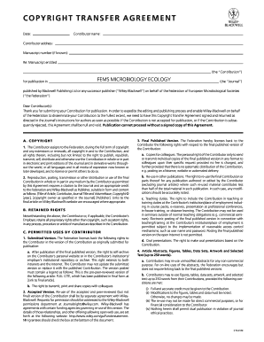 Copyright Transfer Agreement for FEMS Microbiology Ecology