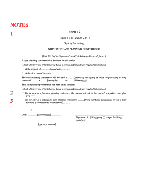 Notice of Case Planning Conference