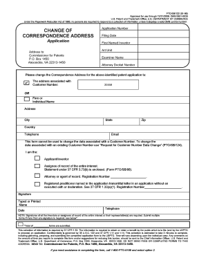USPTO Change of Correspondence Address Form