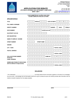 South Africa Life Rights Scheme Rebate Application