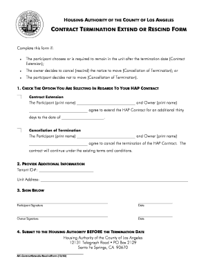 Attorney termination letter pdf - CONTRACT TERMINATION EXTEND OR RESCIND FORM - www3 lacdc