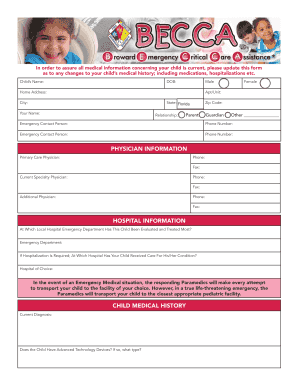 Child Medical Information Update Form