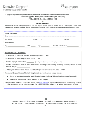 Sunovion Prescription Assistance Application