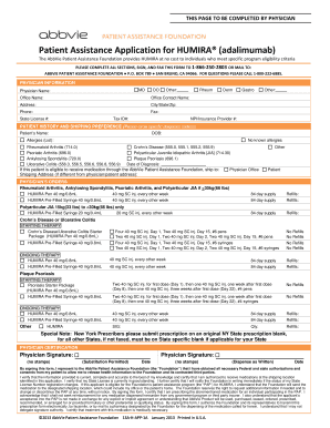 Patient Assistance Application for HUMIRA