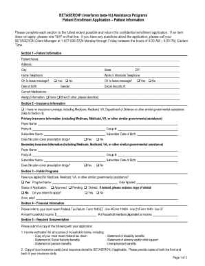 BETASERON Patient Enrollment Application